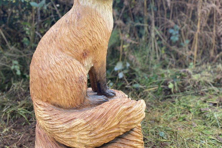 Wooden fox sculpture