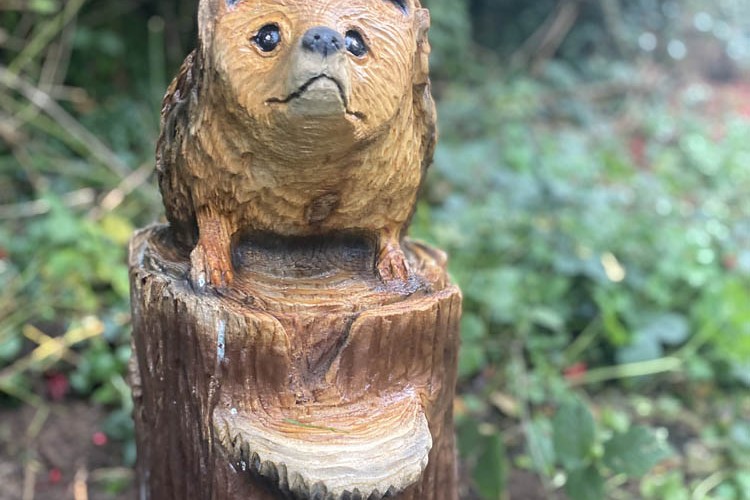 Wooden hedgehog sculpture
