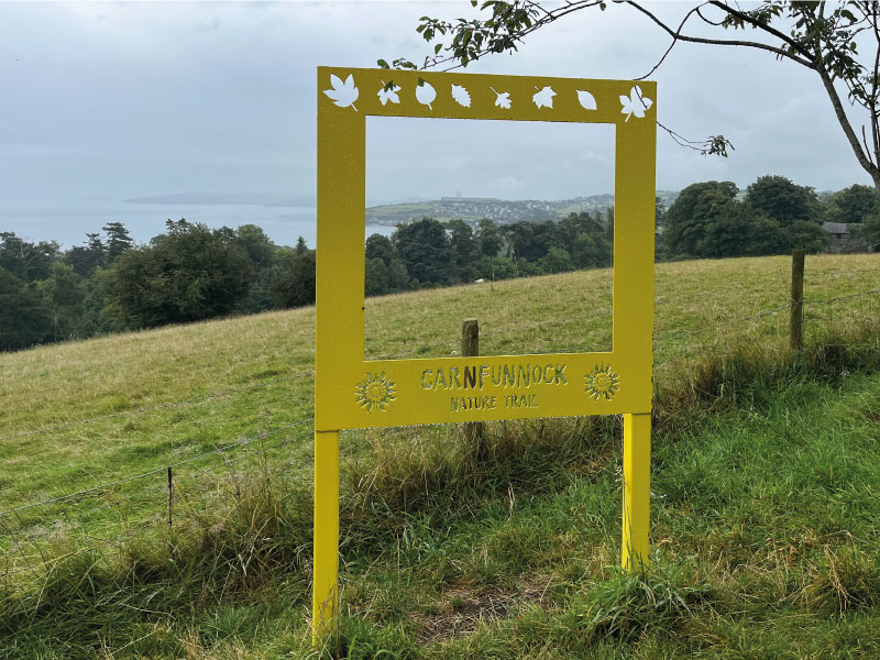 selfie board signage on carnfunnock nature trail