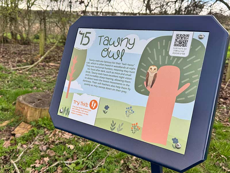 Interactive nature trail marker at Apley Farm Shop