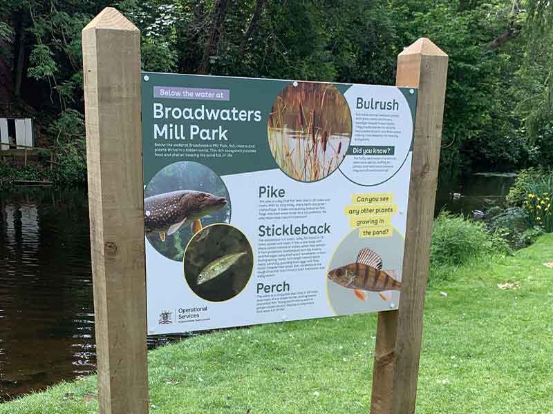 Broadwaters Mill Park interpretation panels