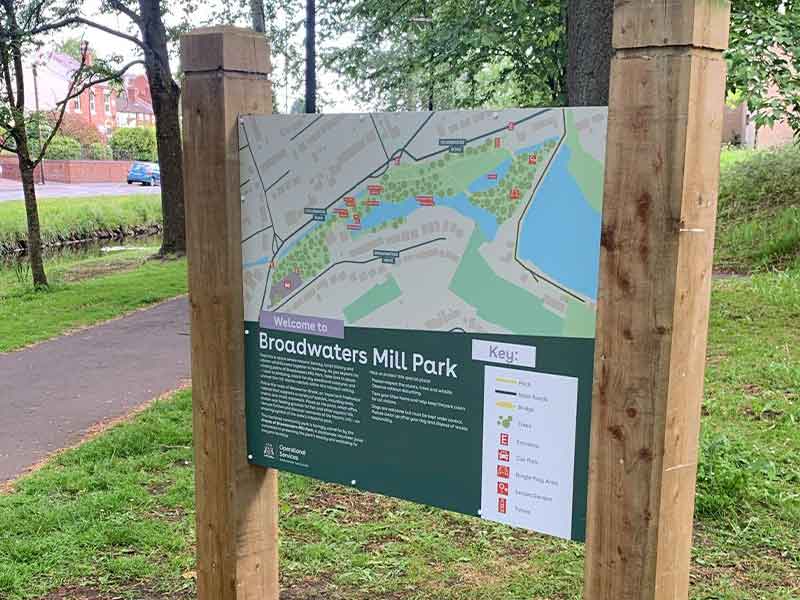 Broadwaters Mill Park interpretation panels