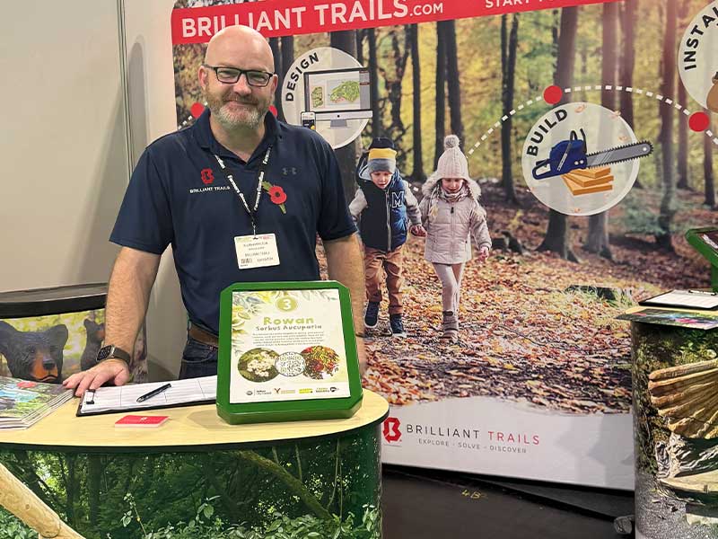Brilliant Trails launching the innovative Trail in a Box visitor experience at a trade show in Birmingham.
